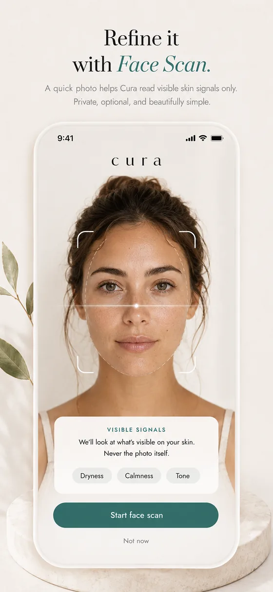 MyCura Face Scan reading visible skin signals over time